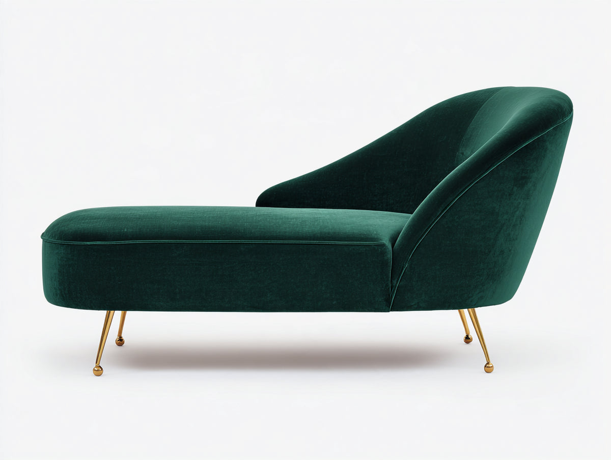 Chaise longue - velluto - 168x76x86 cm - verde scuro - stile moderno