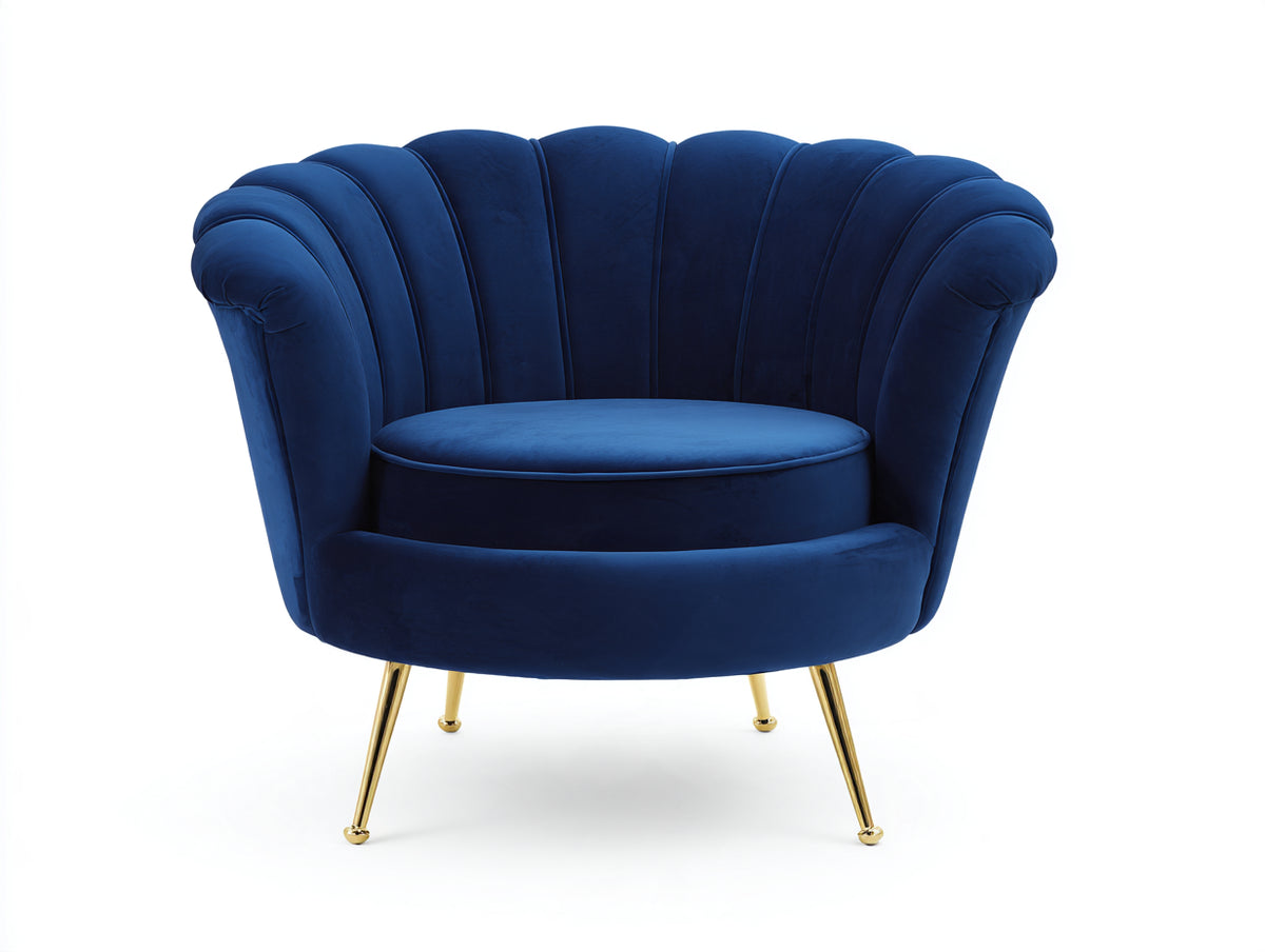Poltrona - velluto - 91x84x89 cm - blu reale - stile glamour moderno
