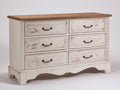 Cassettiera-Legno-160x45x84 cm-Bianco-legno noce-Stile shabby chic