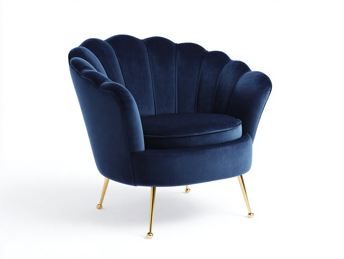 Poltrona - velluto - 87x83x88 cm - blu notte - stile contemporaneo glamour