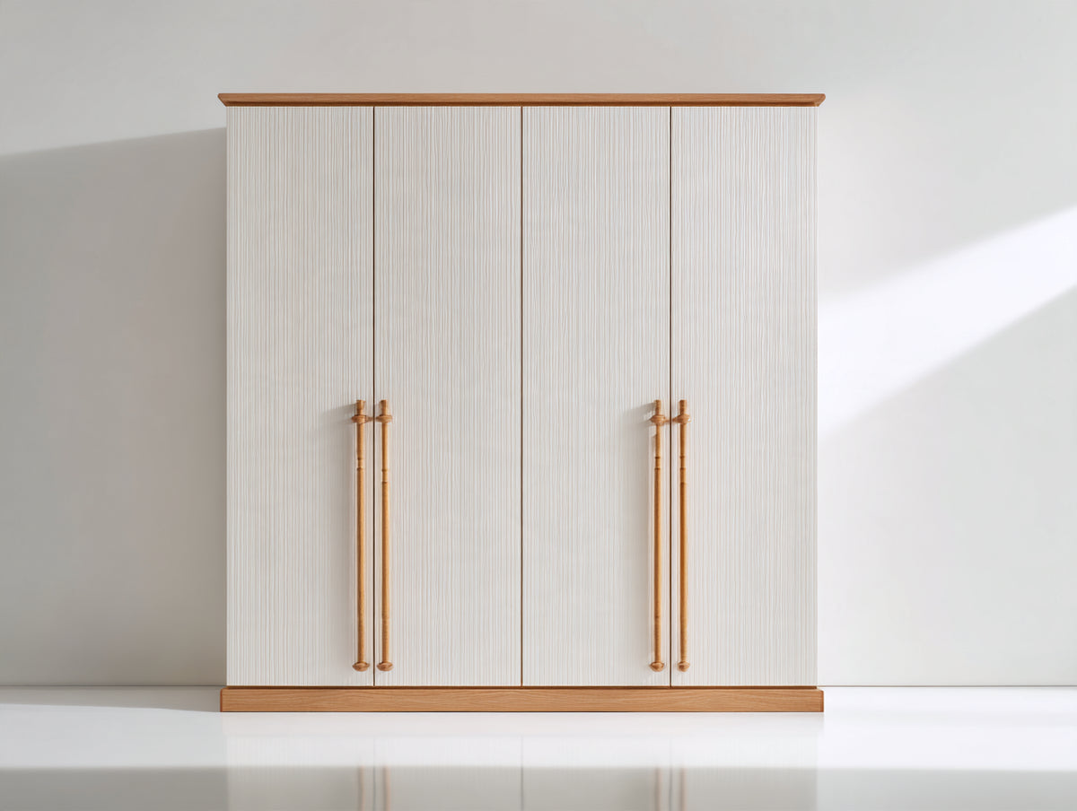 Armadio-Legno-180x60x200 cm-Bianco-Naturale-Stile contemporaneo