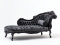 Chaise longue - velluto-legno - 188x78x96 cm - grigio scuro-nero - stile barocco classico