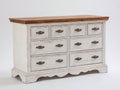 Cassettiera-Legno-155x44x86 cm-Bianco-legno naturale-Stile provenzale