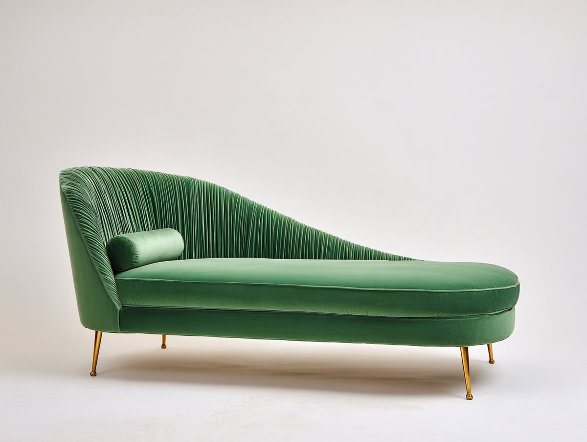 Chaise longue - velluto - 190x78x91 cm - verde - stile moderno