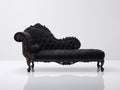 Chaise longue - velluto-legno - 198x80x97 cm - nero-marrone scuro - stile barocco classico