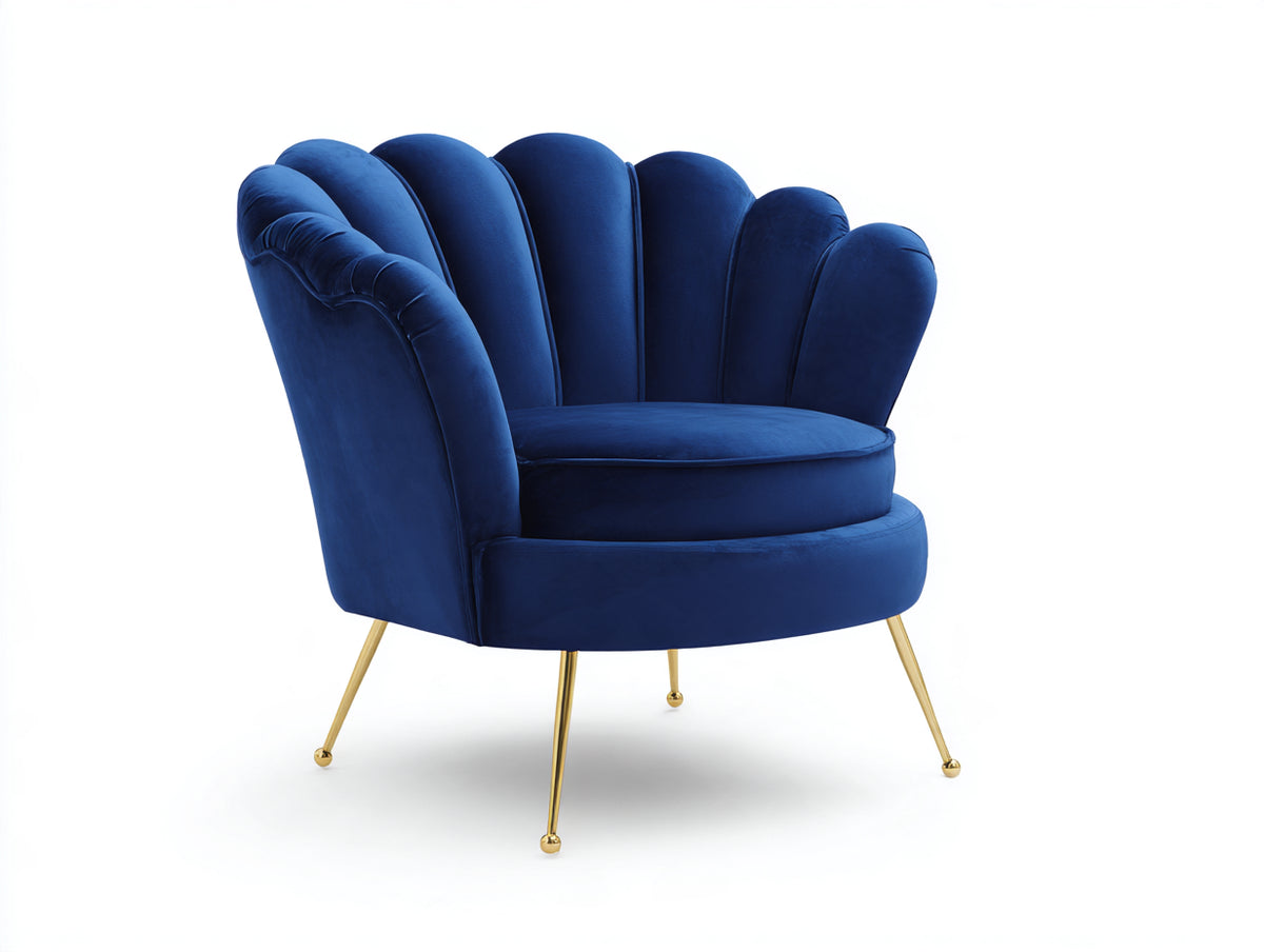 Poltrona - velluto - 86x84x90 cm - blu reale - stile glamour contemporaneo