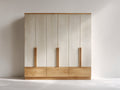 Armadio-Legno-220x60x200 cm-Bianco-Naturale-Stile contemporaneo