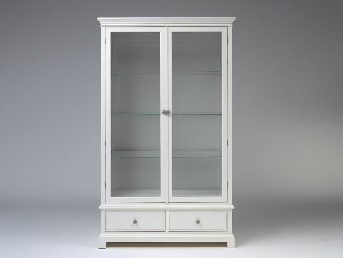Vetrina-Legno-Vetro-90x40x180 cm-Bianco-Stile classico