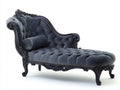 Chaise longue - velluto-legno - 189x81x99 cm - grigio scuro-marrone scuro - stile barocco classico