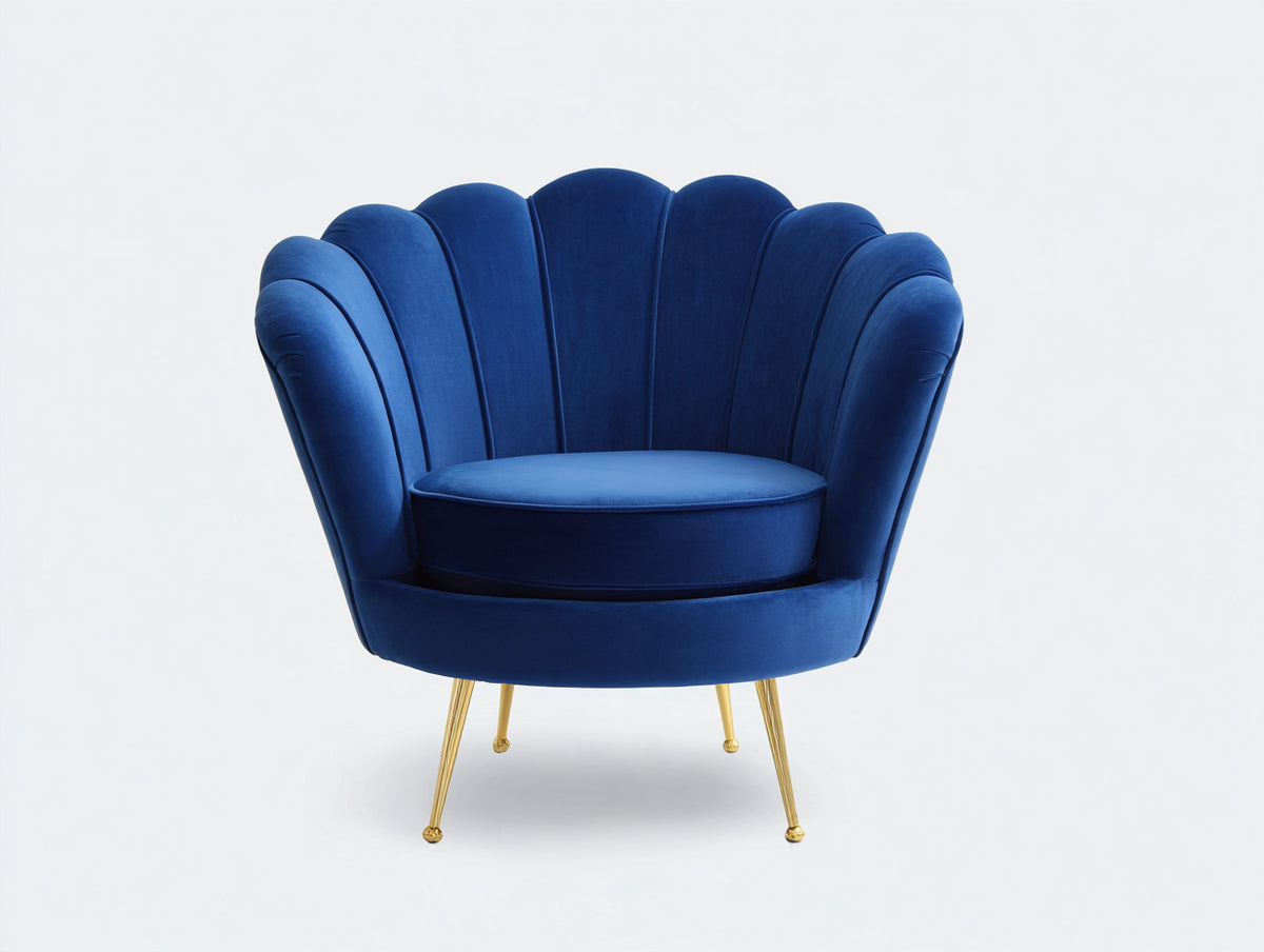 Poltrona - velluto - 90x81x91 cm - blu intenso - stile moderno glamour