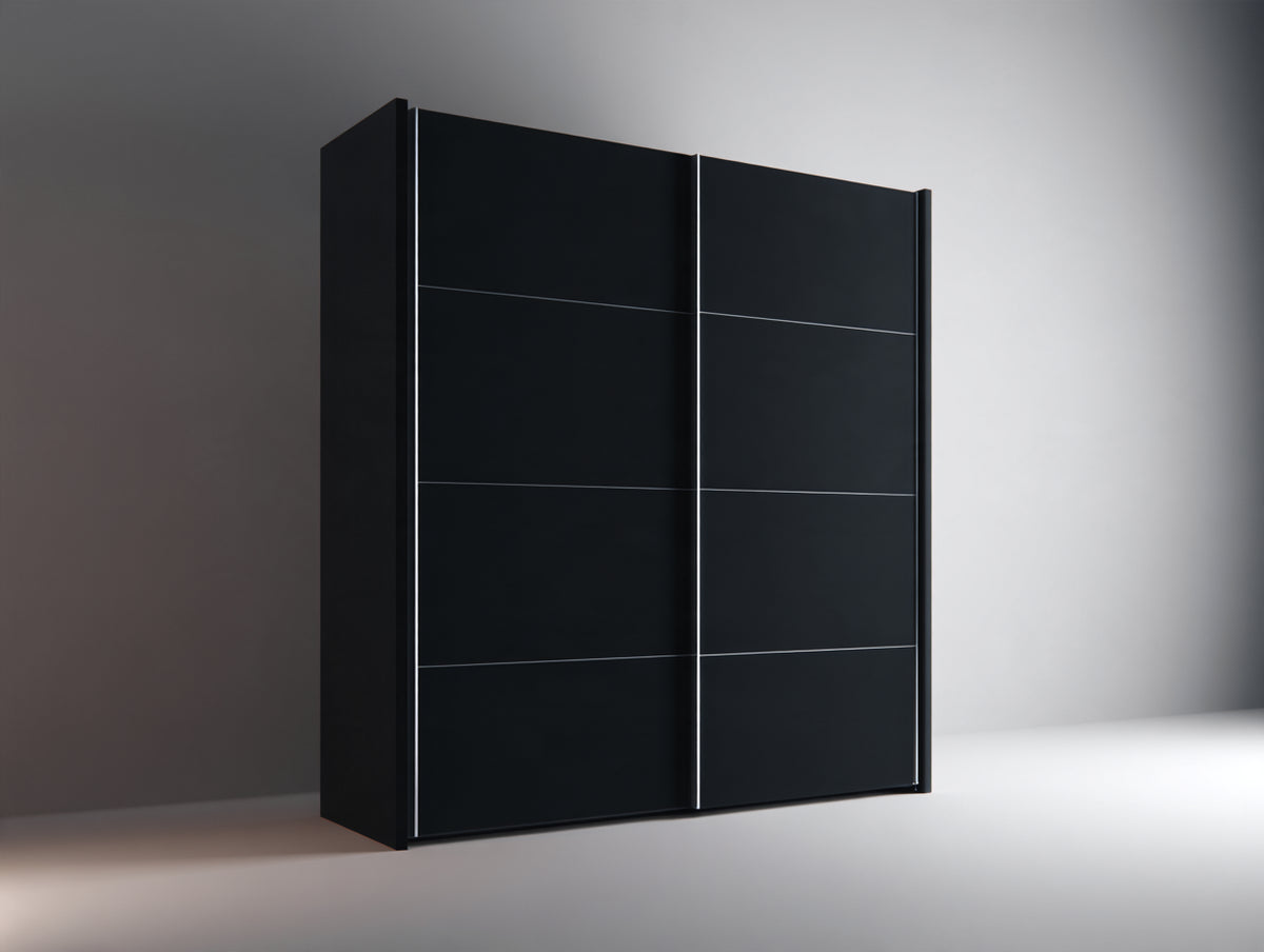Armadio-Legno-280x65x220 cm-Nero-Design moderno minimalista