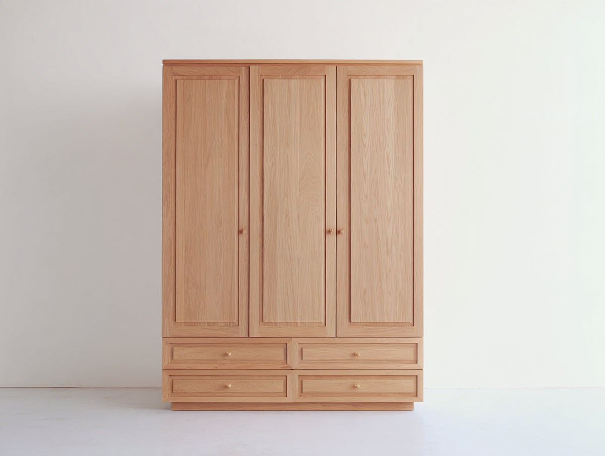 Armadio-Legno-190x62x220 cm-Rovere naturale-Stile classico con cassetti