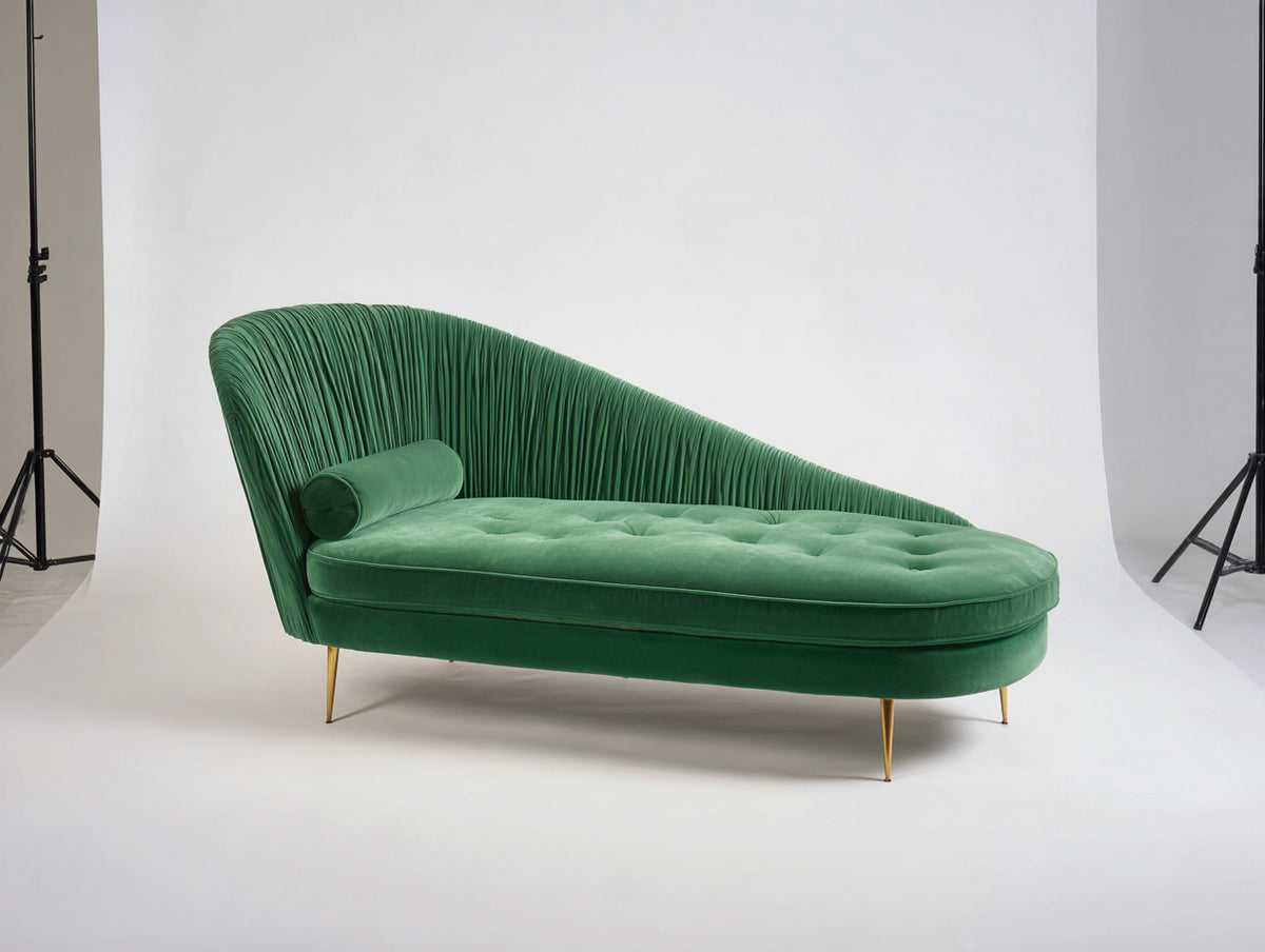 Chaise longue - velluto - 176x80x89 cm - verde - stile contemporaneo