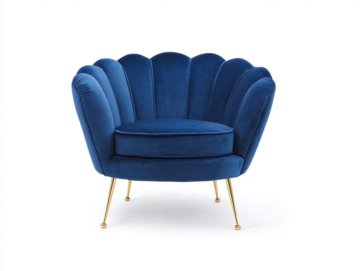 Poltrona - velluto - 88x82x87 cm - blu reale - stile glamour moderno
