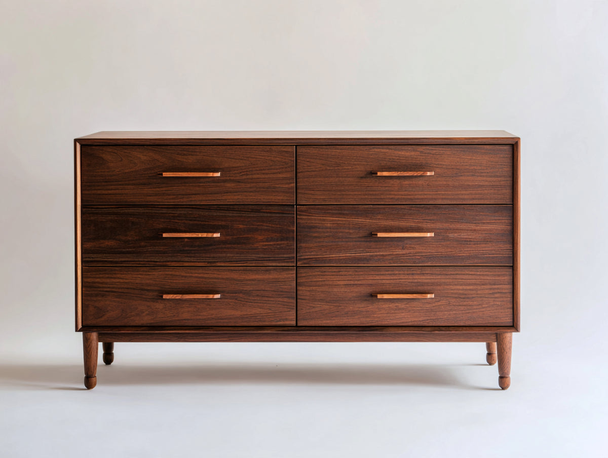 Cassettiera-Legno-165x45x82 cm-Noce-Stile moderno metà secolo