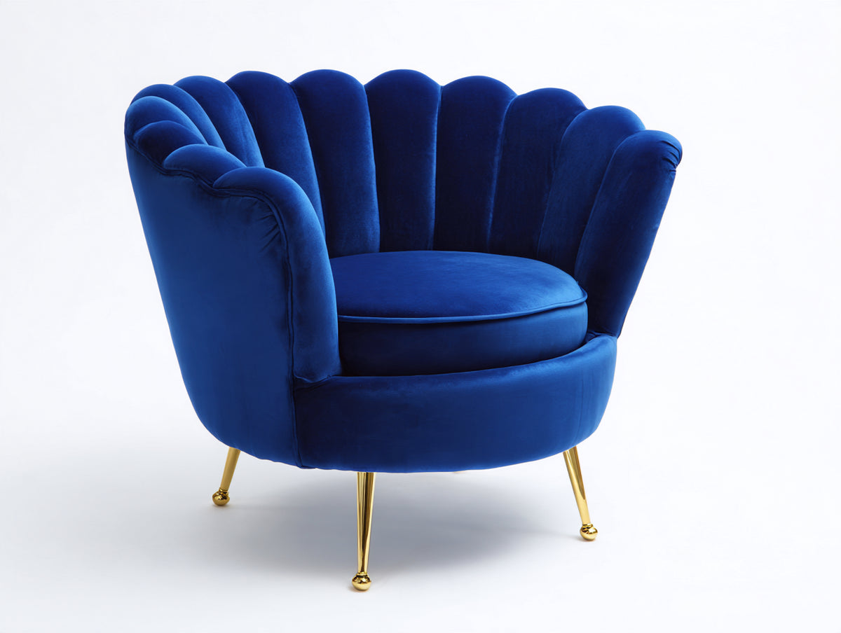 Poltrona - velluto - 92x85x90 cm - blu reale - stile glamour moderno